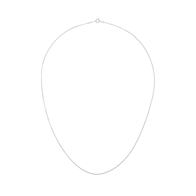 9ct White Gold 0.8mm Fine Classic Curb Chain Necklace