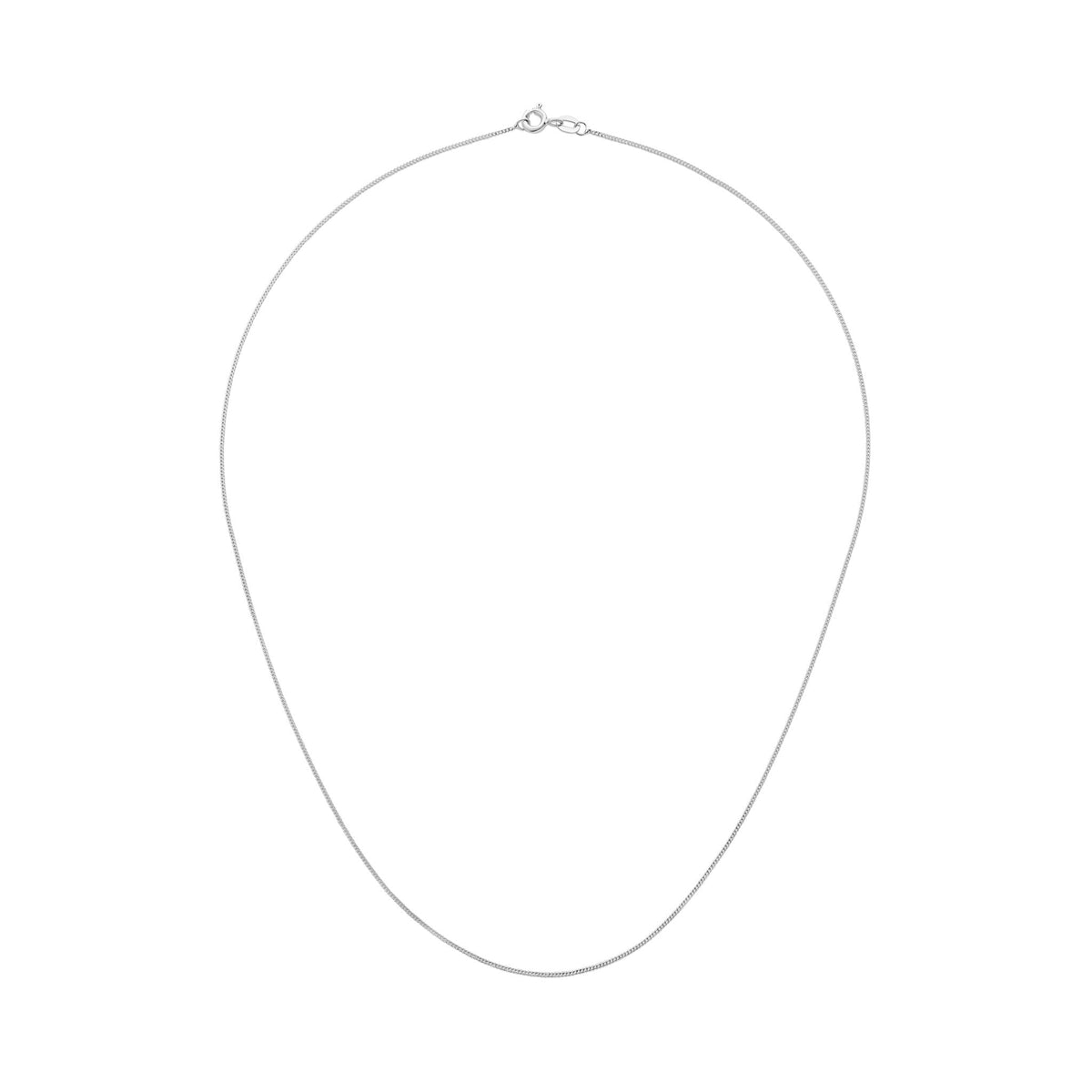 18ct White Gold 0.9mm Fine Curb Chain Necklace