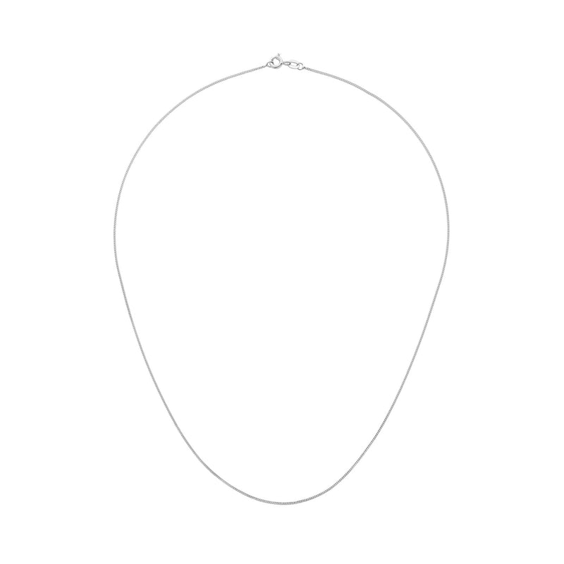 18ct White Gold 0.9mm Fine Curb Chain Necklace