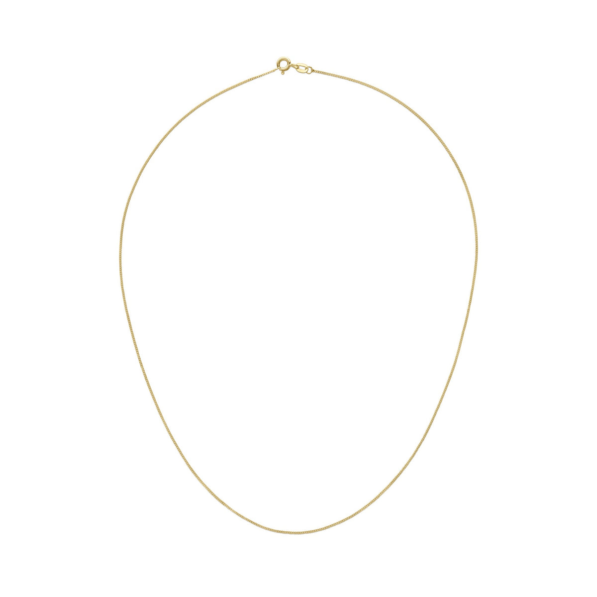 18ct Yellow Gold 0.9mm Fine Curb Chain Necklace
