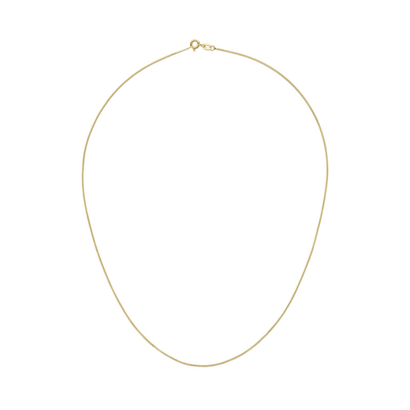 18ct Yellow Gold 0.9mm Fine Curb Chain Necklace