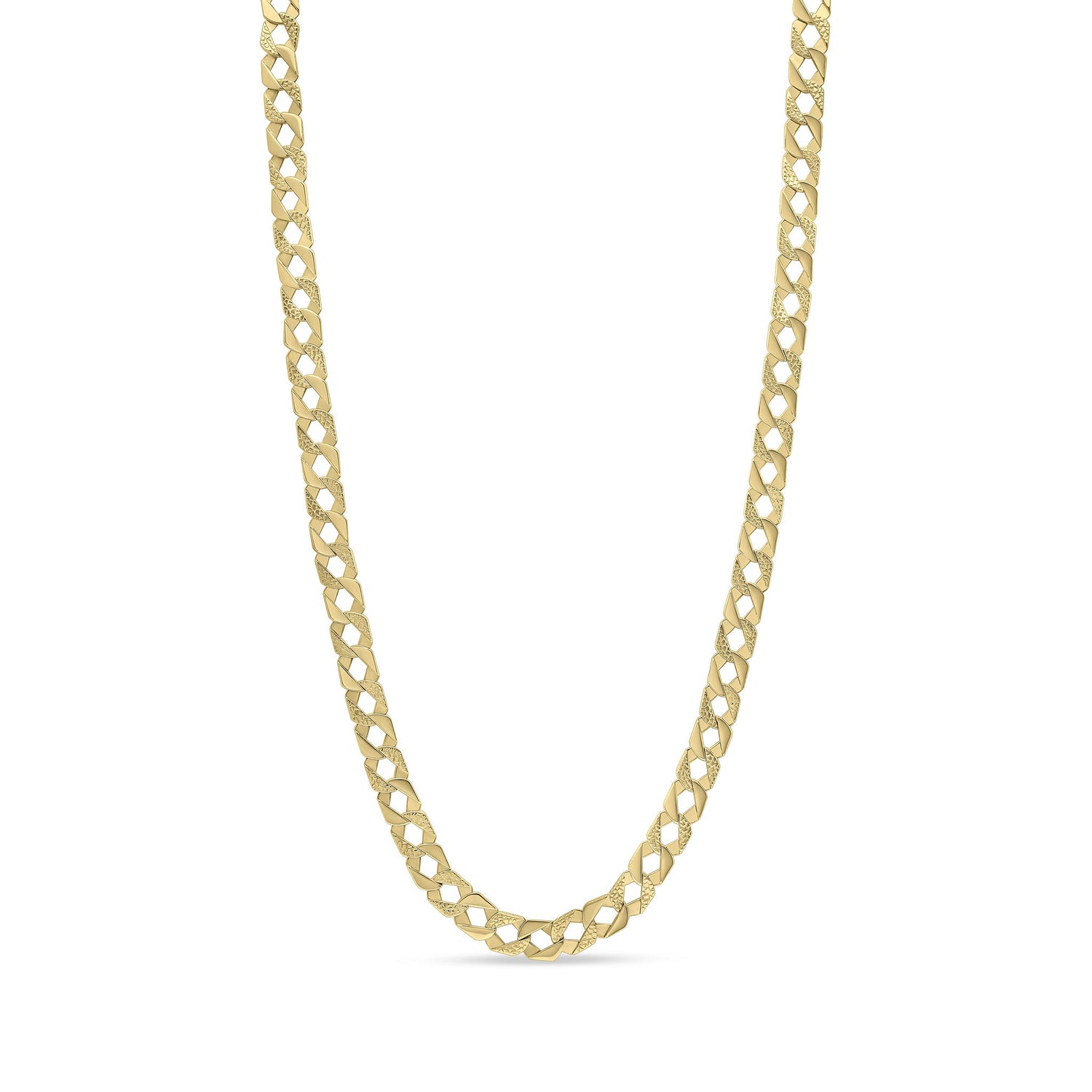9ct Yellow Gold 10.5mm Plain & Nugget Flat Curb Chain