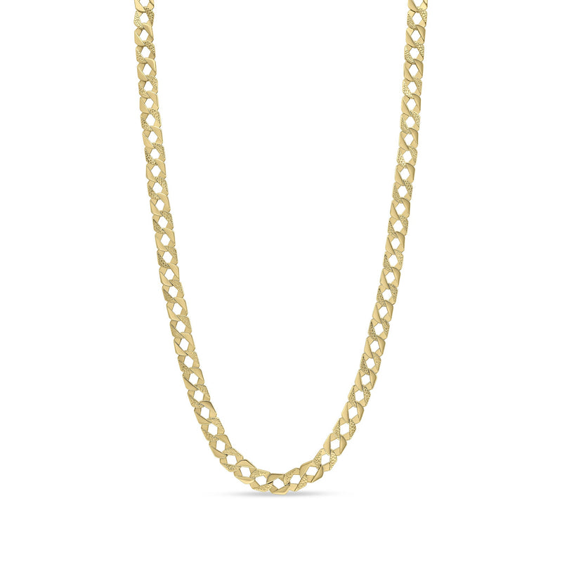 9ct Yellow Gold 10.5mm Plain & Nugget Flat Curb Chain