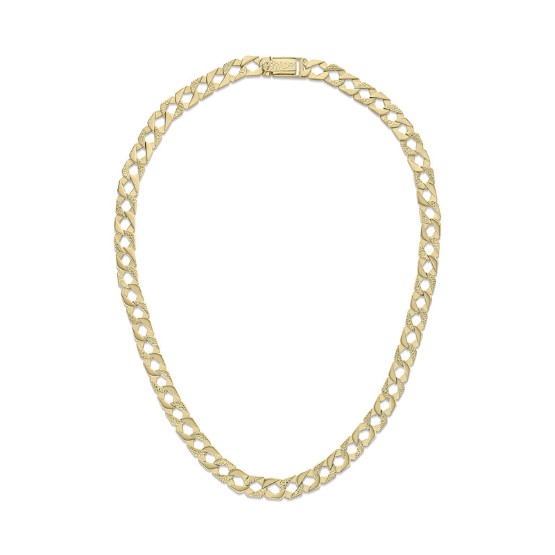 9ct Yellow Gold 10.5mm Plain & Nugget Flat Curb Chain