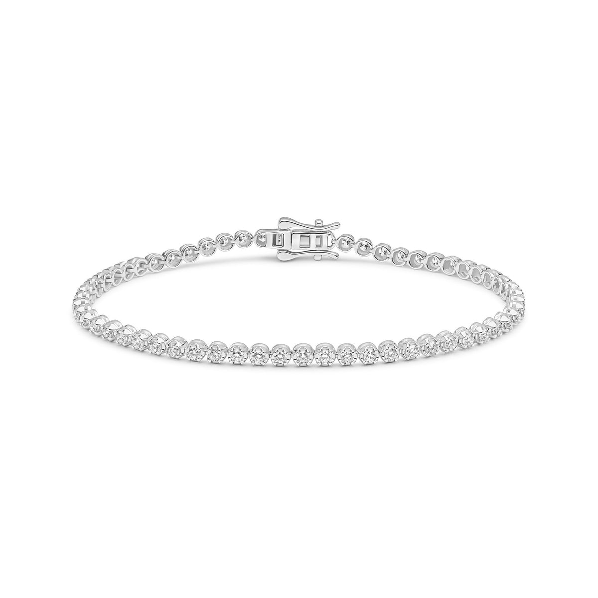 18ct White Gold Natural Diamond Tennis Bracelet — 2.00ct