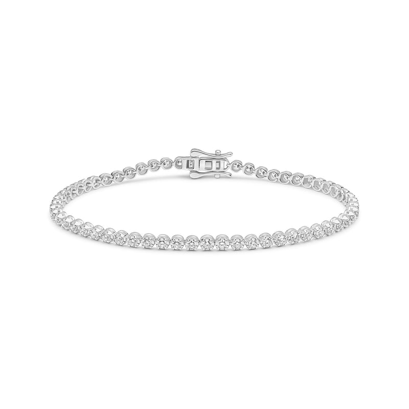 18ct White Gold Natural Diamond Tennis Bracelet — 2.00ct