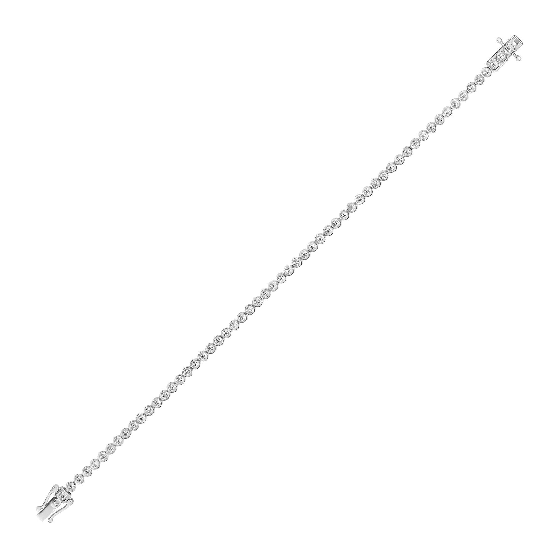 9ct White Gold Natural Diamond Tennis Bracelet — 0.55ct