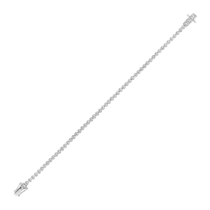 9ct White Gold Natural Diamond Tennis Bracelet — 0.55ct