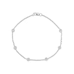18ct White Gold 0.20ct Natural Diamond Rubover Station Bracelet
