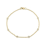18ct Yellow Gold 0.20ct Natural Diamond Rubover Station Bracelet