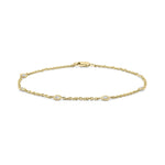 18ct Yellow Gold 0.20ct Natural Diamond Rubover Station Bracelet