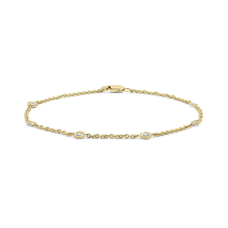 18ct Yellow Gold 0.20ct Natural Diamond Rubover Station Bracelet