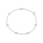 18ct White Gold 0.40ct Natural Diamond Rubover Station Bracelet