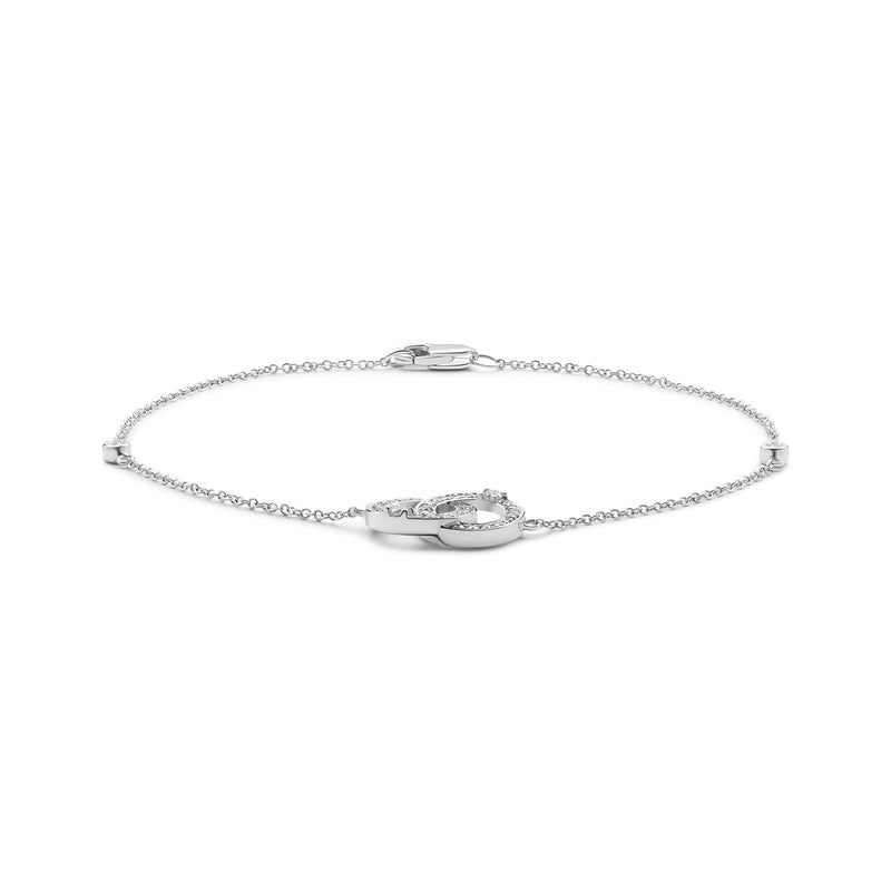 9ct White Gold Natural Diamond Interlocking Circle Bracelet