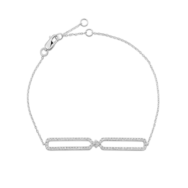 9ct White Gold Natural Diamond Double Infinity Bracelet