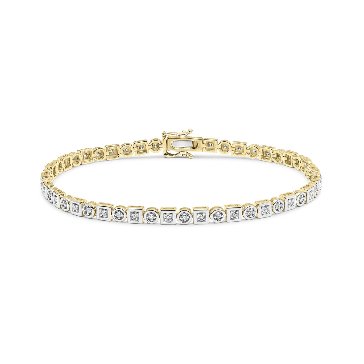 9ct Yellow Gold Natural Diamond Tennis Bracelet — 0.50ct