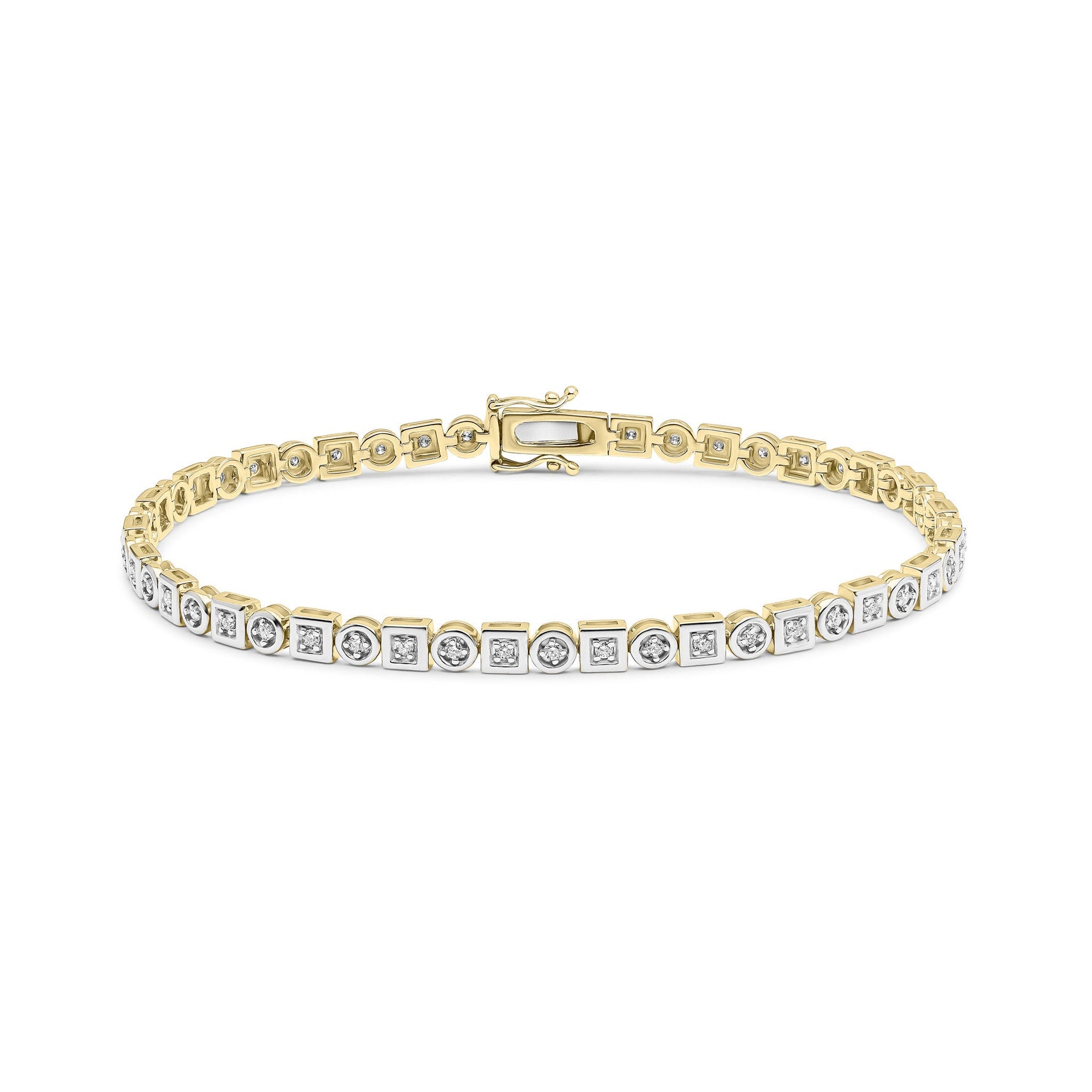 9ct Yellow Gold Natural Diamond Tennis Bracelet — 0.50ct
