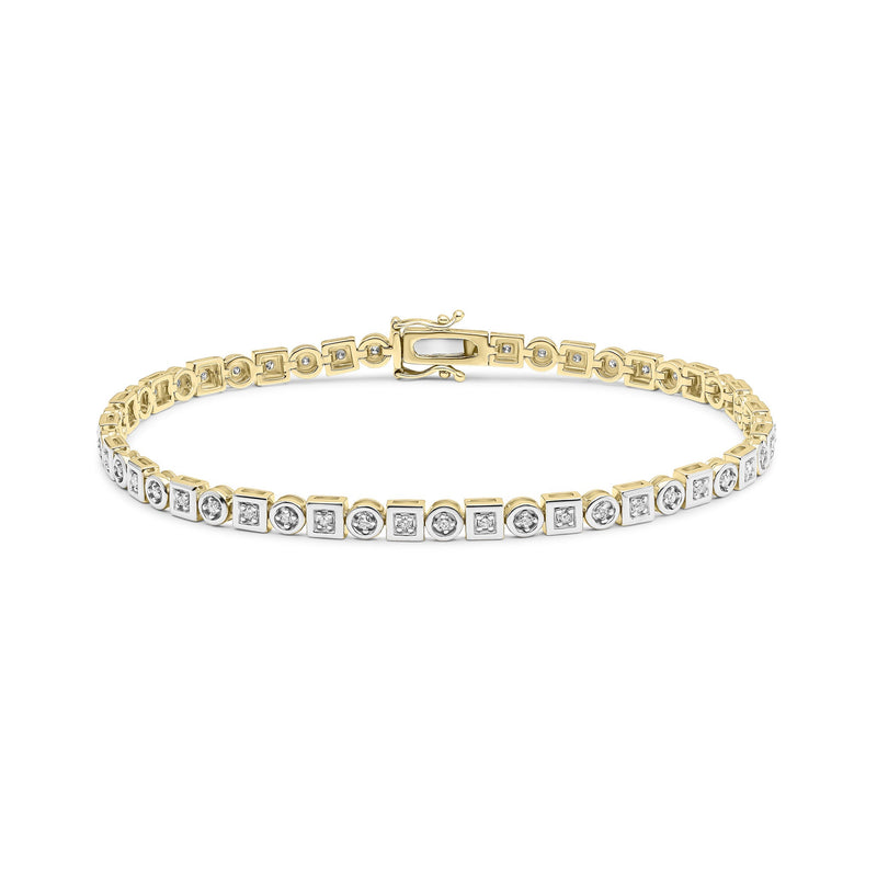 9ct Yellow Gold Natural Diamond Tennis Bracelet — 0.50ct