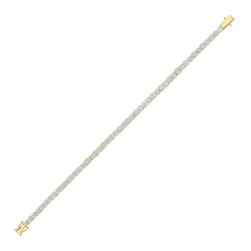 9ct Yellow Gold Natural Diamond Tennis Bracelet — 0.50ct