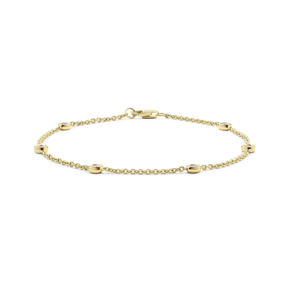 9ct White Gold Natural Diamond Double Link Friendship Bracelet