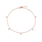 9ct Rose Gold Natural Diamond Rubover Drop Station Bracelet