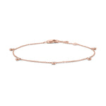 9ct Rose Gold Natural Diamond Rubover Drop Station Bracelet