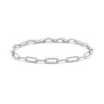 9ct White Gold Natural Diamond Paperclip Link Bracelet