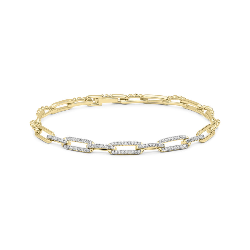 9ct Yellow & White Gold Natural Diamond Alternating Link Bracelet
