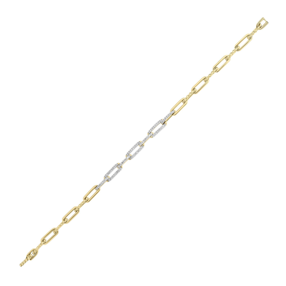 9ct Yellow & White Gold Natural Diamond Alternating Link Bracelet