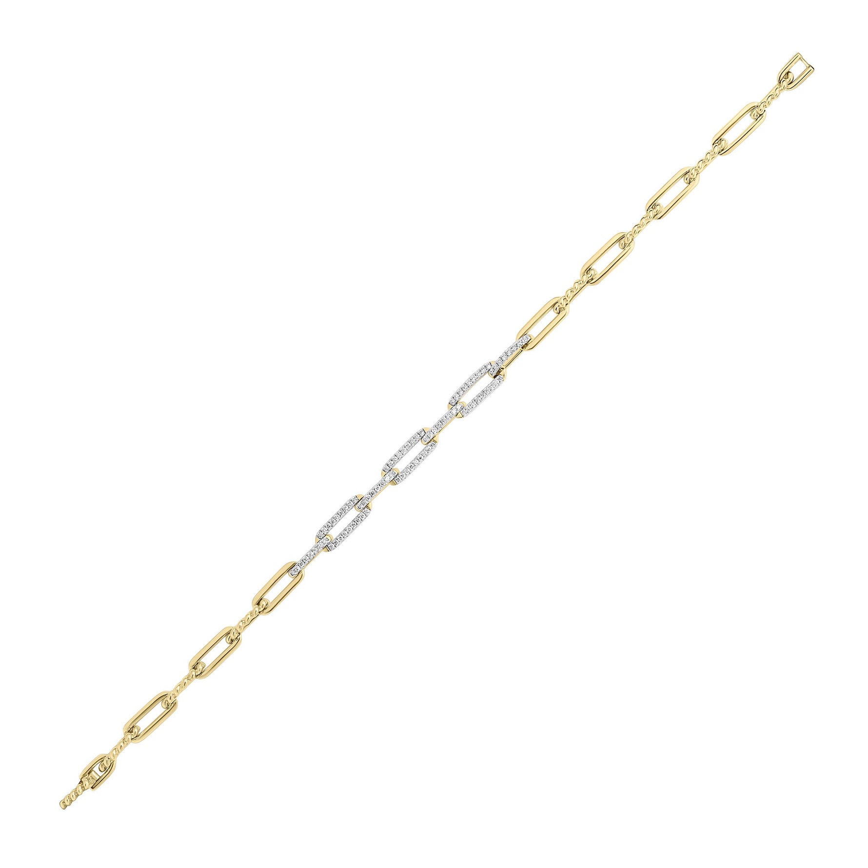 9ct Yellow & White Gold Natural Diamond Alternating Link Bracelet