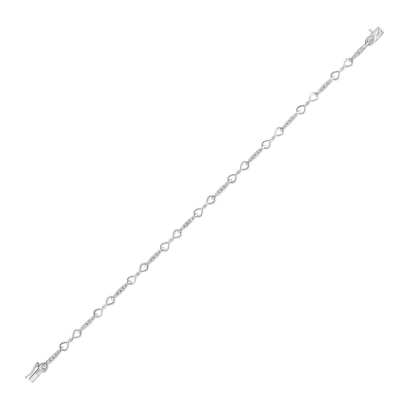 9ct White Gold Natural Diamond Figure Eight Link Bracelet