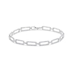 9ct White Gold Natural Diamond Geometric Link Bracelet