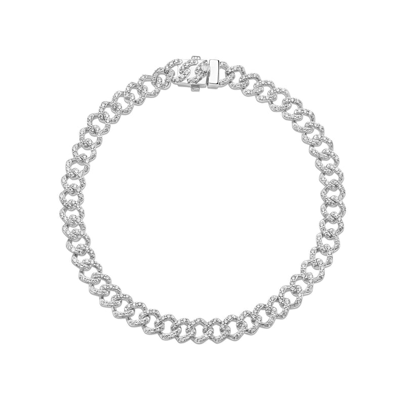 9ct White Gold Men’s Natural Diamond Curb Bracelet — 2.00ct