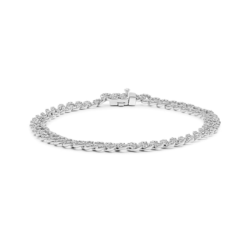 9ct White Gold Men’s Natural Diamond Curb Bracelet — 2.00ct