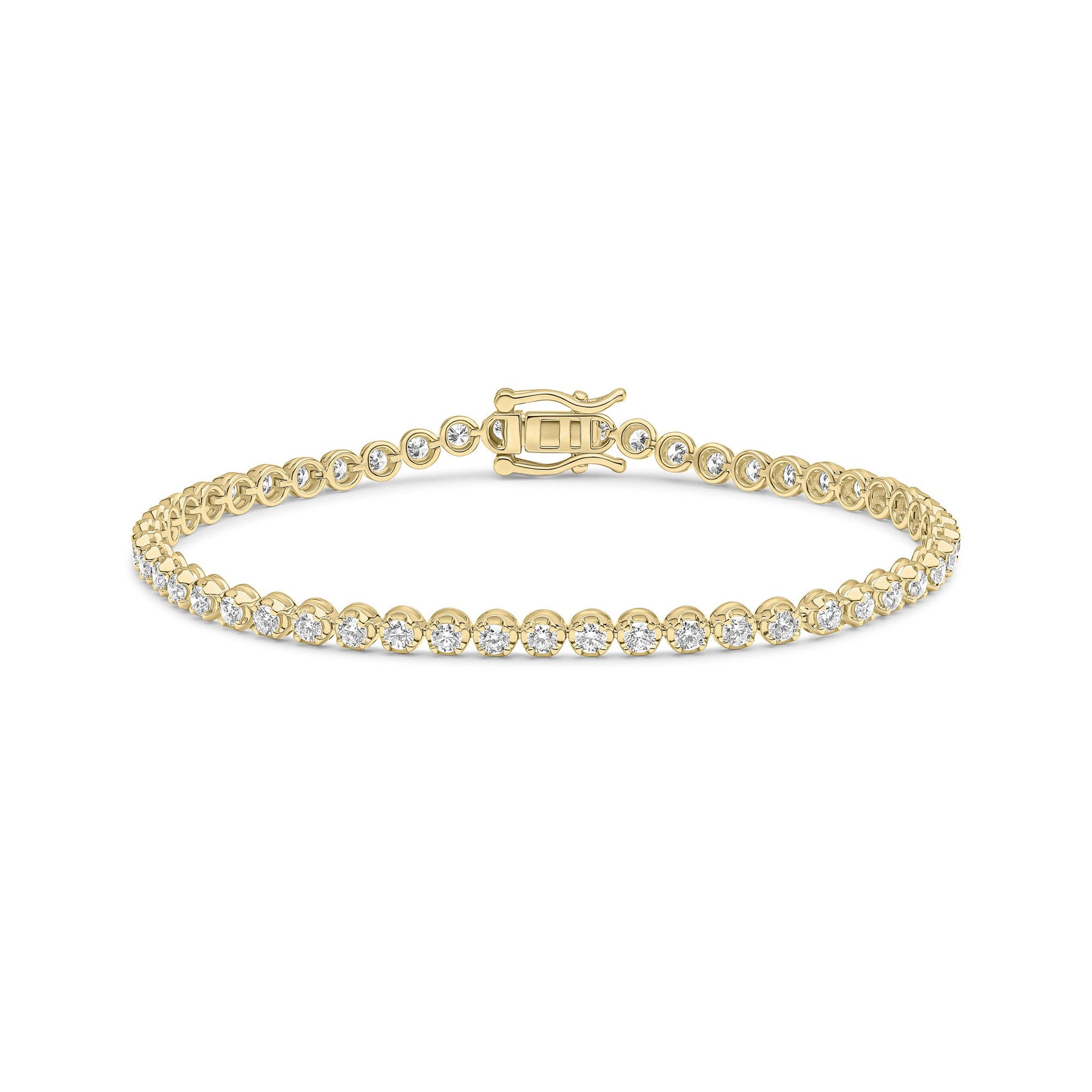 18ct Yellow Gold Natural Diamond Tennis Bracelet — 3.00ct