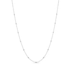 18ct White Gold 0.50ct Natural Diamond Rubover Station Necklace — 18"/45cm