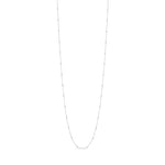 18ct White Gold 1.00ct Natural Diamond Rubover Station Necklace — 36"/91cm