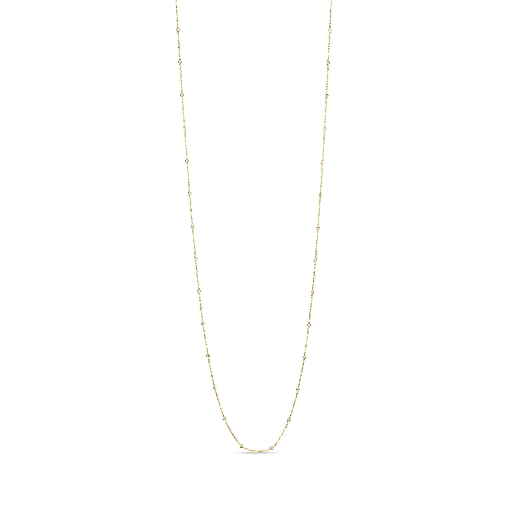 18ct Yellow Gold 1.00ct Natural Diamond Rubover Station Necklace — 36"/91cm