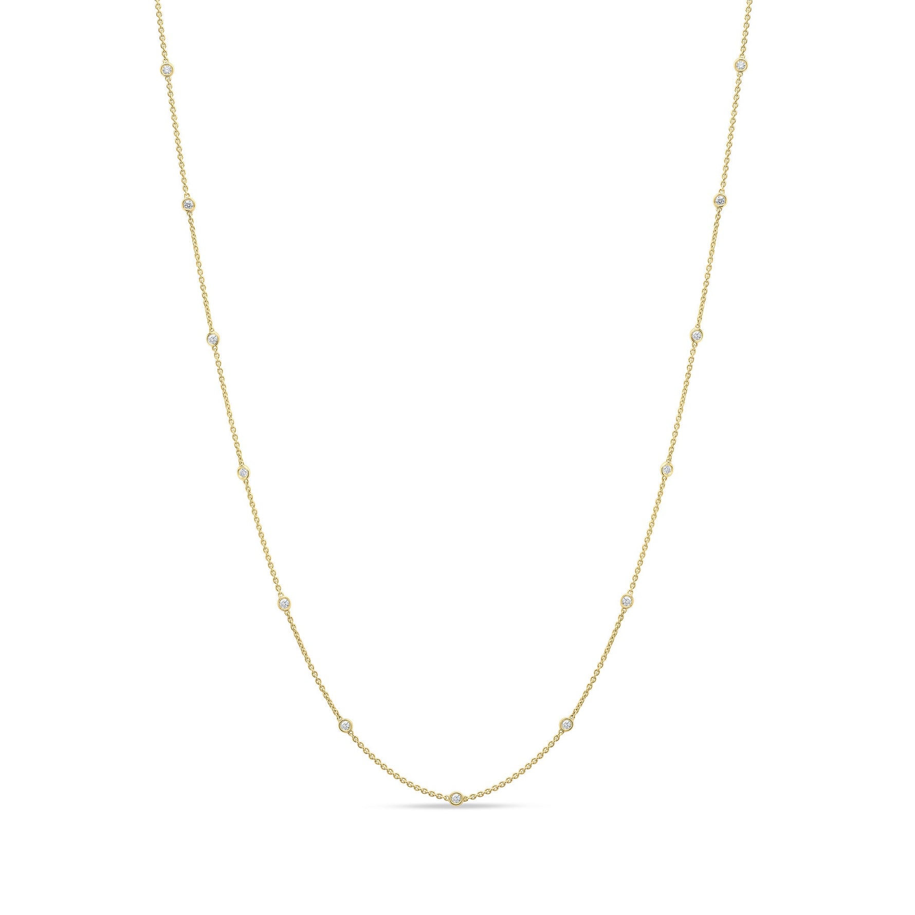 18ct Rose Gold 0.50ct Natural Diamond Rubover Station Necklace — 18"/45cm