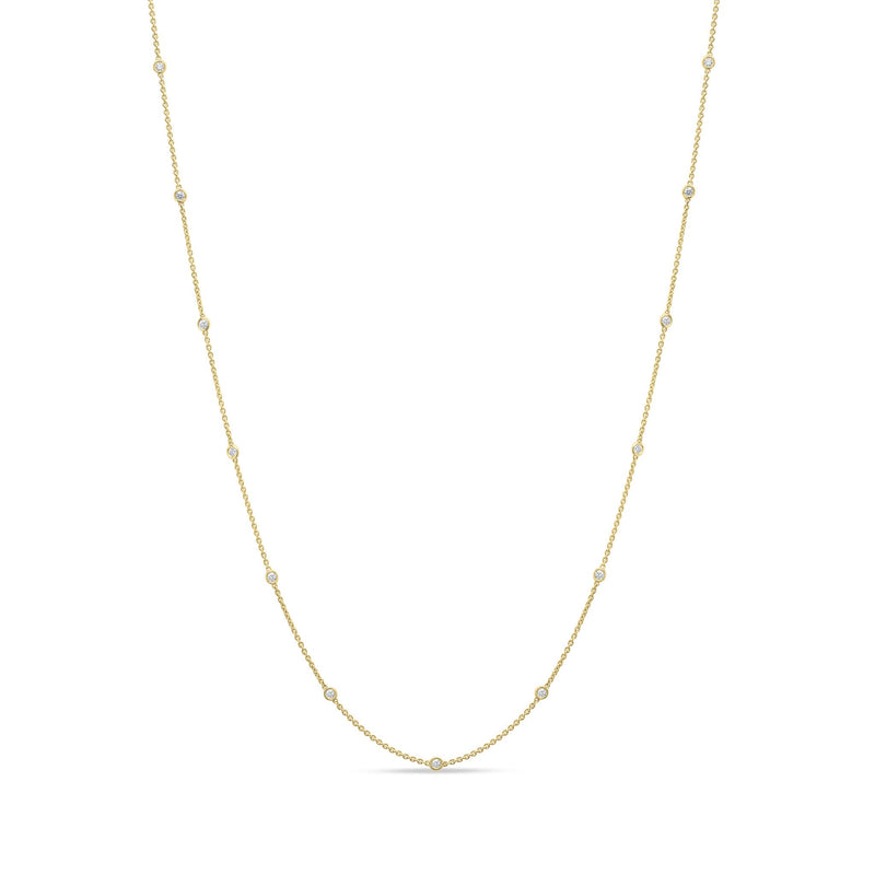 18ct Rose Gold 0.50ct Natural Diamond Rubover Station Necklace — 18"/45cm