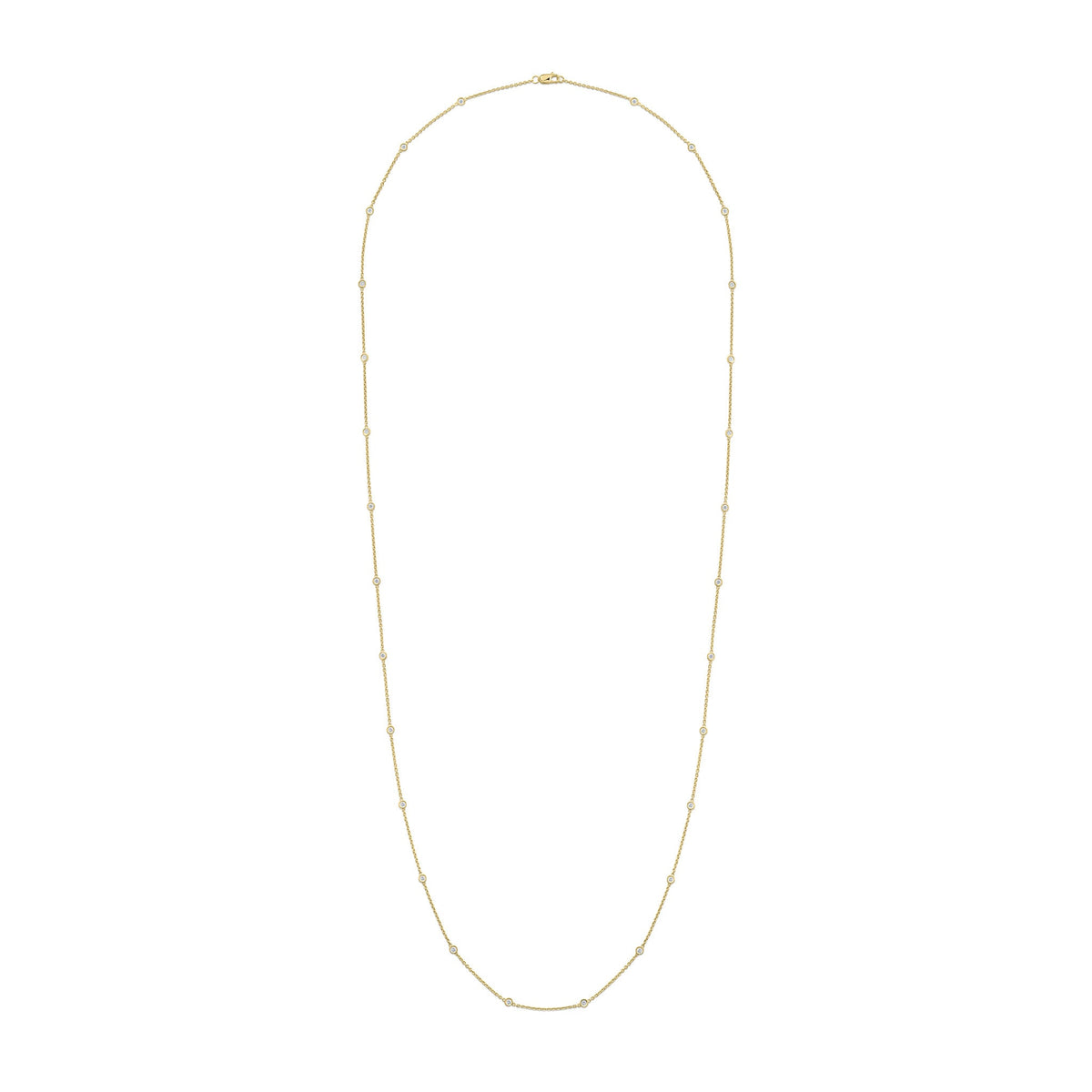 18ct Rose Gold 1.00ct Natural Diamond Rubover Station Necklace — 36"/91cm