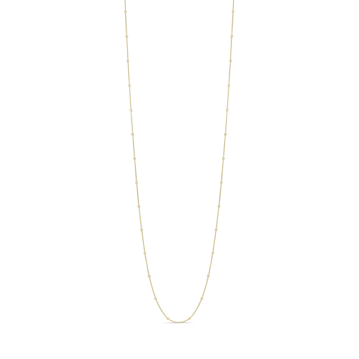 18ct Rose Gold 1.00ct Natural Diamond Rubover Station Necklace — 36"/91cm