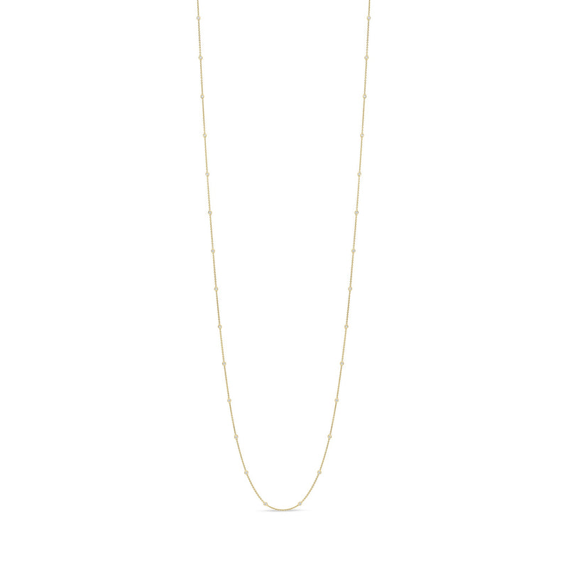 18ct Rose Gold 1.00ct Natural Diamond Rubover Station Necklace — 36"/91cm