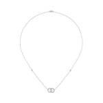 9ct White Gold Natural Diamond Interlocking Circle Necklace