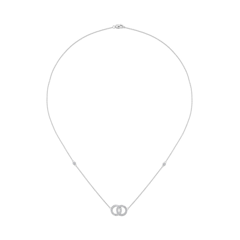 9ct White Gold Natural Diamond Interlocking Circle Necklace