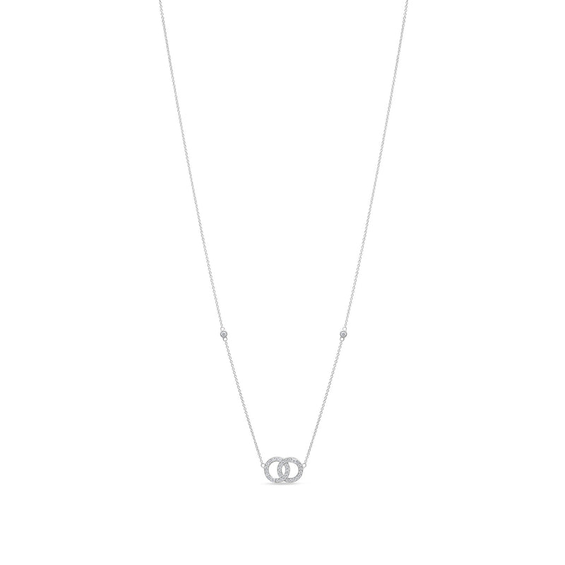 9ct White Gold Natural Diamond Interlocking Circle Necklace