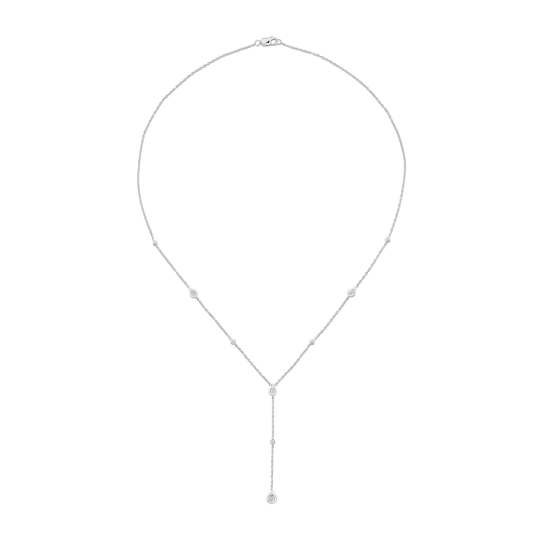 18ct White Gold Natural Diamond Y-Drop Necklace