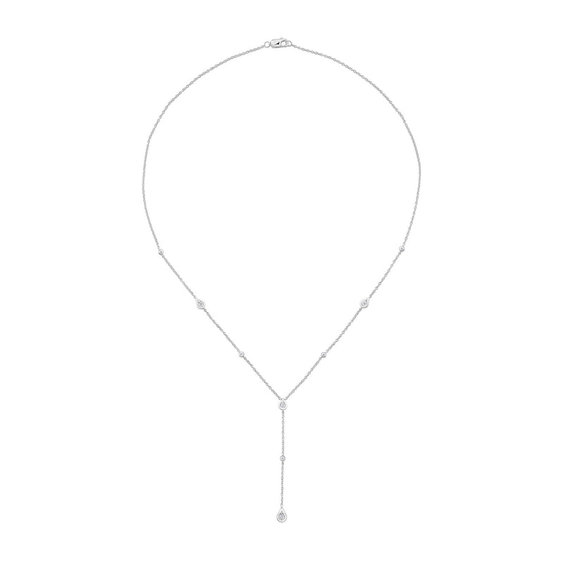 18ct White Gold Natural Diamond Y-Drop Necklace