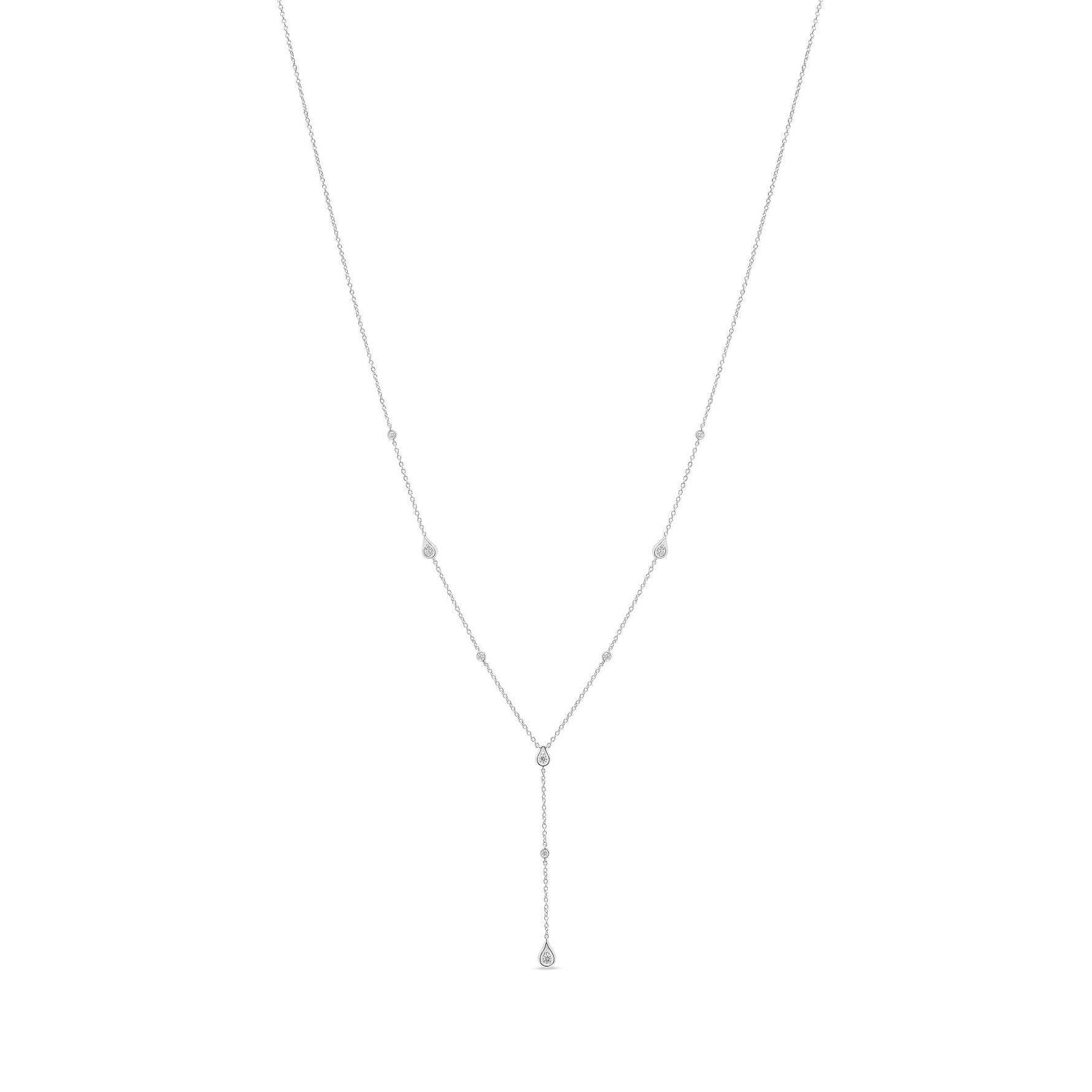 18ct White Gold Natural Diamond Y-Drop Necklace