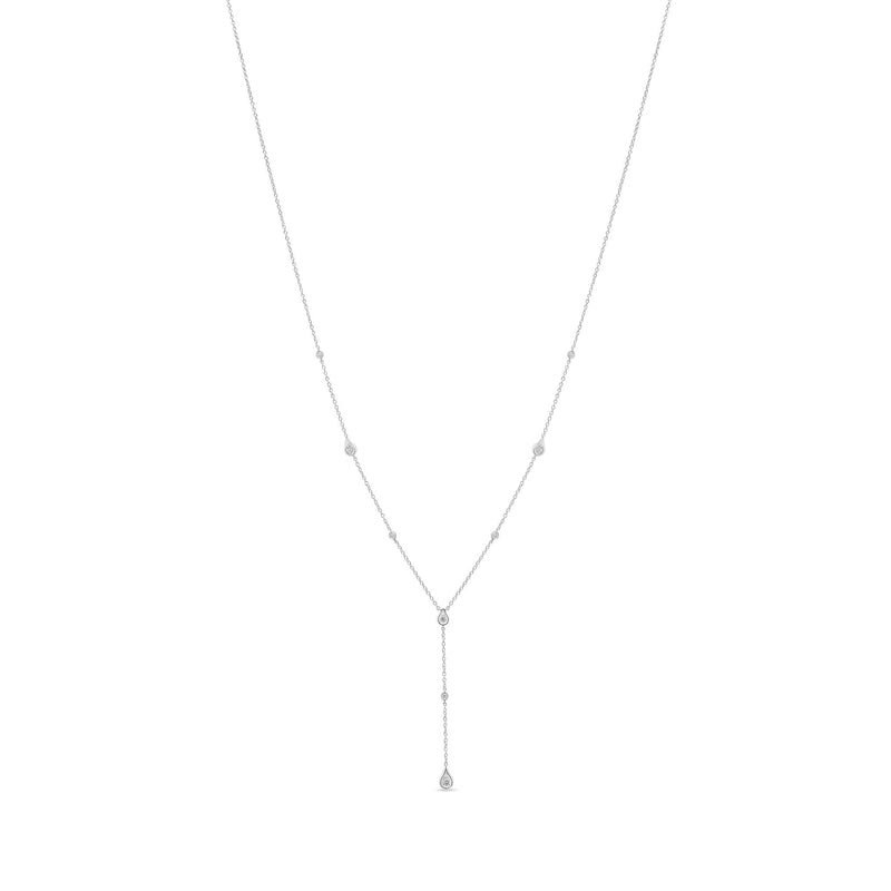 18ct White Gold Natural Diamond Y-Drop Necklace